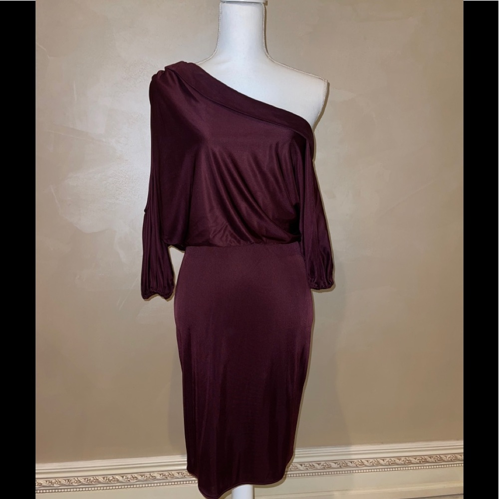 Black Halo one shoulder dress